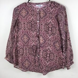 Madewell Kaleidoscope Lined Blouse Drawstring XXS